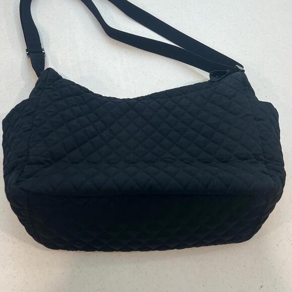 Vera Bradley Solid Black Glenna Quilted Shoulder Bag Purse Red Rose - Picture 4 of 9